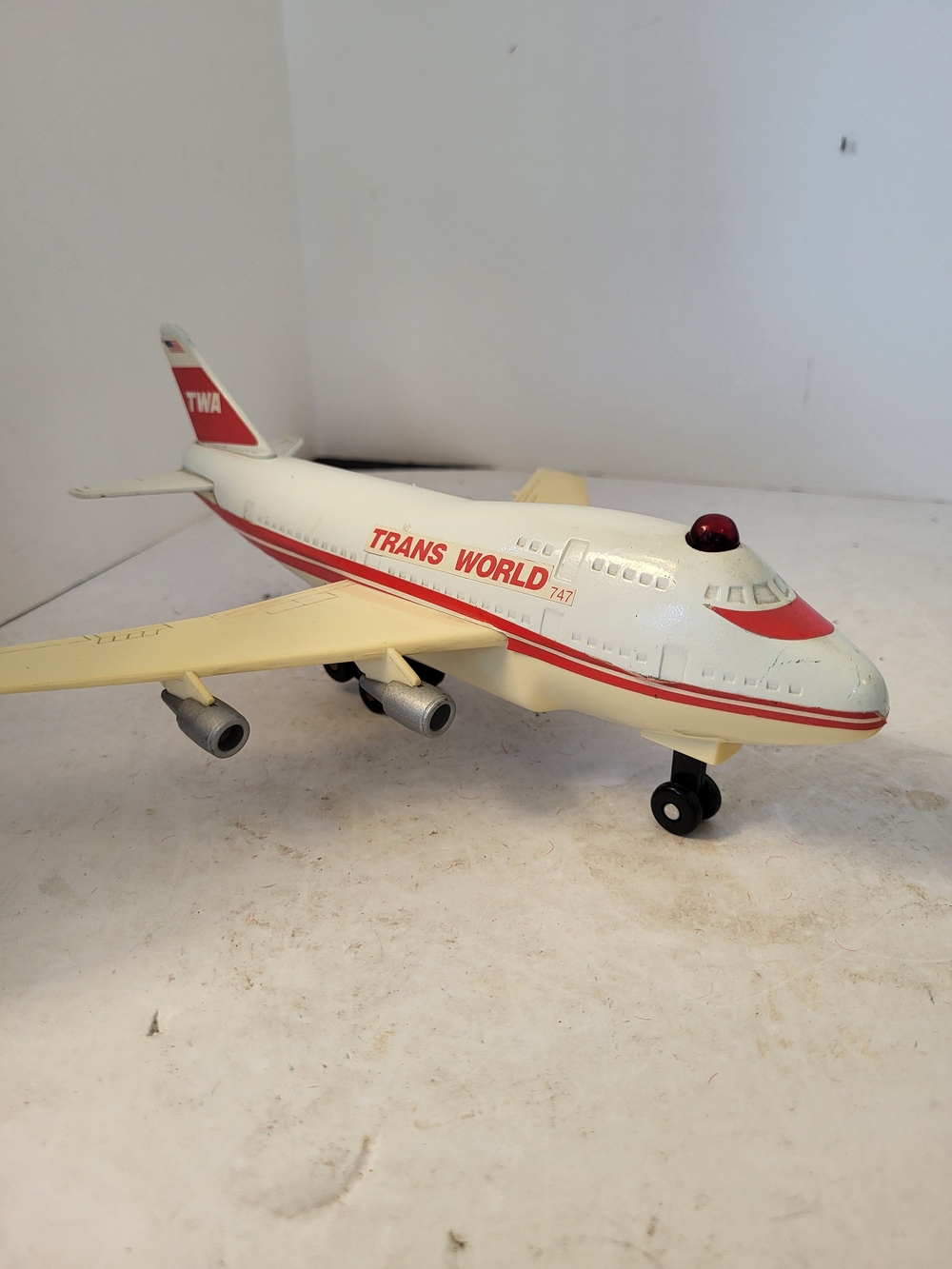 1993 Remco TWA Boeing 747 Diecast Jumbo Jet Light&Sound Work 9"